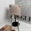 Gorro de Hilo de Lana Cálido para Mujer, Otoño e Invierno, Resistente al Frío, con Orejas de Gato Dulces y Mezcla de Pelo de Conejo, Gorro Lei Feng, Venta al por Mayor