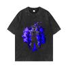 Super Wukong 240g Fio Duplo Pesado T-shirt Americana Lavada e Envelhecida Streetwear Europeu e Americano Tamanho Grande Verão Masculino Top
