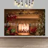 Comercio exterior chimenea de Navidad árbol de Navidad fondo de foto festival de Navidad fiesta familiar accesorios de decoración tela de fondo para fotografía
