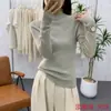 26 Otoño Invierno Lana Fina 48/3 Lana Pura de Nueva Zelanda Sin Costuras Una Pieza Cuello Alto Tejido Base Lavable a Máquina 16G