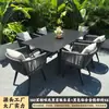 Conjuntos de mesa e cadeira para exterior, móveis de corda trançada para pátios e jardins, móveis de exterior à prova d'água e resistentes ao sol, móveis criativos de estilo nórdico para lazer, conjuntos de mesa e cadeira duráveis e resistentes ao sol