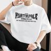 Camiseta de Algodón Pesado de 260g para Hombre de Verano con Estampado de Letras Algodón Manga Corta Blanco Ropa Superior Camiseta Americana