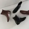Botines Chelsea de piel de vaca lavada de alta calidad muy versátiles Otoño/Invierno 2026 tacón bajo grueso punta redonda piel genuina slip-on tobilleros para mujer