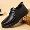 Zapatos de hombre Woodpecker, nuevos zapatos casuales de cordones de cuero para primavera y otoño, zapatos de cuero genuino para hombres de mediana edad y ancianos