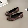 Sapatilhas de Bolinhas com Laço, Saia Estilo Francês, Sapatilhas de Ballet Slip-On com Solado Macio, Sapatilhas Doces de Bico Arredondado, Sapatos de Bico Redondo para Primavera e Outono