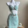 Menta Mambo2026 Nuevo Traje de Baño Dividido Conjunto de Tres Piezas Blanquea la Piel Cubre Imperfecciones Vacaciones en Aguas Termales y Playa Estilo Puro Deseo