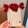 Grampo de cabelo infantil com laço, franja de Princesa para bebê, adorno de cabeça para o Ano Novo de 2024, acessórios de cabelo festivos para meninas, Ano Novo do Dragão para meninas