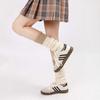 Calcetines estilo universitario japonés JK para mujer, otoño e invierno, estilo Ins, costuras de color en contraste, cubrepiernas de lana tejida para abrigarse