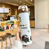 Copo Térmico Estudante Dilebel Gato de Aço Inoxidável para Meninas com Bom Visual e Novo Bolso de Aba Portátil Mini para Copo em Calça