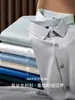 Minimalismo! Camisa Masculina de Manga Longa Resistente a Amassados, Toque de Seda, Não Precisa Passar, para Primavera e Outono, High-End, para Ir ao Trabalho, Cor Sólida, Formal Profissional