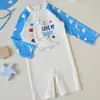 Trajes de Banho Infantis Personalizados com Estampas de Desenho para Meninas e Meninos, Fofos Trajes de Banho Peça Única de Manga Longa com Estampas no Atacado