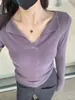 Estilo Maduro Leve Gola V Malha Pura Desejo Outono e Inverno Slim Fit Top de Manga Longa de Alta Qualidade Camisa Base de Tricô para Mulheres
