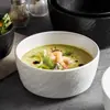 Tazón de Cerámica con Patrón de Roca Escarchada para Arroz, Sopa o Fideos, Fondo Plano de Lado Recto, Vajilla Comercial, Resistente al Calor, Estilo Lujo Ligero