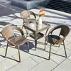 Juego de mesa y sillas pequeñas para balcón con sillas de ratán, juego combinado de tres piezas, mesa y sillas de té para ocio al aire libre, silla impermeable para patio exterior con respaldo