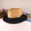 Venta caliente transfronteriza: sombrero de jazz de lana con costuras bicolor para hombres y mujeres, sombrero de fieltro británico retro de moda, sombrero de copa de fieltro para mujer.