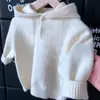 Nuevo suéter con capucha, elegante y suave, para niñas, perfecto para otoño e invierno; top de punto estilo princesa para bebés y niños pequeños