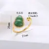 Pingente de Cabacinha de Jade Sintético com Diamante Incrustado Brincos Estilo Chinês Retro Novo Base Vazia para Mulheres Conjunto de Acessórios de Anel Versátil de Alta Qualidade