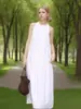 Ropa de Mujer Nueva de Verano 2026, Impresionante Vestido Largo de Algodón de Alta Densidad con Cuello Alto y Espalda Descubierta, Estilo Resort del Sur de Francia, Línea A