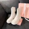 Botas Martin Gruesas para Mujer Chuyuji, que Aumentan la Altura, Estilo Británico, Cierre Trasero, Botines Delgados con Corte en V, Tacón Grueso, Botines Blancos