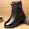 Botas Martin Masculinas, Couro Macio, Forradas com Lã de Inverno, Espessadas, Algodão Quente, Sapatos de Couro Antiderrapantes, Botas de Trabalho Masculinas de Cano Alto, Botas de Neve para Homem