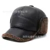 Chapéu de inverno quente para homens de meia-idade e idosos, chapéu de couro para pai com forro de fleece, espessado, à prova de vento, com proteção para as orelhas, boné de bico de pato