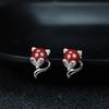 Aretes de Imitación de Plata S925 con Arena Dorada Púrpura de Alto Contenido Incrustada de Cinabrio para Mujer, Aretes de Regalo de Cumpleaños, Aretes Sencillos Personalizados