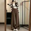 Pantalones de Pierna Ancha Caídos de Cintura Alta Estilo Coreano Otoño/Invierno para Mujer, Estilo Perezoso, Suaves y Ajustados, Largo hasta el Suelo, Sueltos, Cubren las Caderas, Estilo Casual