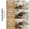 Cama de Casal Estilo Francês Cor Creme Estilo Waffle para Quarto Principal de Apartamento Pequeno com Armazenamento, Cama de Couro Genuíno, Cama com Armazenamento Deslizante Pneumático de Madeira de Faia