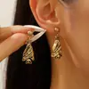 Aretes de Murciélago Invertido de Halloween para Mujer, Aretes Personalizados de Estilo Retro Antiguo Oscuro, Joyería Transfronteriza Europea y Americana