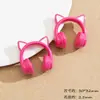 Auriculares con Orejas de Gato Dibujos Animados Cuentas Perforadas Pintura Acrílica Recubierta Cadena de Teléfono Pulsera Accesorios de Joyería DIY Materiales