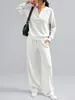 2026 Europeu e Americano Transfronteiriço Roupas Femininas Outono e Inverno Nova Moda Solto Manga Longa Blusa Calça de Perna Larga Esportivo Casual Conjunto de Duas Peças