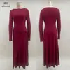 Estación Independiente Europeo y Americano 2025 Transfronterizo Otoño e Invierno Nueva Ropa de Mujer Color Puro Exquisito Envolvente Falda Larga Vestido de Manga Larga Anudado