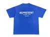 Versão Correta REPRESENT TRACK Etiqueta Pequena Letra Manga Curta High Street Camiseta Solta Tendência para Homens e Mulheres Casal
