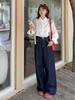 Jeans de Pierna Ancha Retro Azul Oscuro para Mujer Tallas Grandes Inno Pantalones Largos Adelgazantes de Otoño para Mujeres de Tallas Grandes 343208