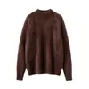 Nuevo Estilo 26º Otoño/Invierno Suéter de Punto 100% Cachemir con Cuello Alto Medio y Mangas Largas Raglán, Color Sólido, Suéter Suave de Cachemir Cepillado