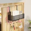 Estante de almacenamiento para colgar en la puerta con ganchos, estante de almacenamiento multicapa para detrás de la puerta del dormitorio, cesta de almacenamiento colgante sin taladro para detrás de la puerta de entrada, tipo oculto