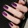 Uñas Sencillas Desmontables Estilo Ojo de Gato Cortas para Otoño e Invierno, Manicura Elegante y Aclarante, Uñas Postizas de Alta Gama Desmontables, Parches para Uñas Postizas