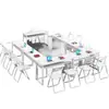 Conjunto de Mesa e Cadeiras para Treinamento Institucional, Simples e Minimalista, Mesas e Cadeiras Duplas para Estudantes, Mesa Longa para Conferência