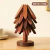 Alfombrilla Aislante para Árbol de Navidad de Gama Alta Madera Maciza Mesa de Comedor Creativa Forma de Árbol Pequeño Posavasos Antiescaldado Base para Ollas Base para Tazones