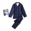 Ropa de Casa Japonesa Sencilla de Gasa Doble Capa Algodón Gasa Conjunto de Pijama Sin Costuras Laterales Manga Larga para Hombre y Mujer Cuadros Lunares