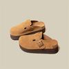 Sapatos Boken de bico fechado sola grossa 6cm Novo 2023 Aumento interno de altura chinelos preguiçosos de calçar sem as mãos chinelos de meia para usar na rua Sapatos plataforma Boken para mulheres