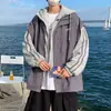 Chaqueta Falsa de Dos Piezas para Hombre Primavera Otoño Estilo Perezoso Japonés Chic Estilo Hong Kong Cárdigan de Moda Ins High Street Harajuku Chaqueta de Marca de Moda