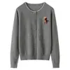Cárdigan de Cachemir para Mujer % Cachemir Puro Otoño/Invierno Nueva Moda Bordado de Caballo Pequeño Cuello Redondo Tejido Abrigo Cálido