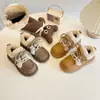 Zapatos de Algodón para Niñas 2024 Invierno Nuevos Zapatos para Niños Forrados de Felpa y Engrosados Princesa Niña Pequeña Cálidos Zapatos Peludos para Bebé