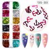 Lentejuelas de manicura transfronterizas, brillo láser mixto, hexágono, corazón, estrella de cinco puntas, luna, lazo, lentejuelas mixtas