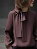 Blusa Elegante de Alta Gama Estilo Francés para Mujer, Modelo Popular Nuevo Otoño 2025, Camisa Lujosa y Juvenil