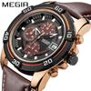 Reloj de Hombre Marca Megir de Venta Caliente Moda Multifuncional Cronógrafo Calendario Deportivo Cuarzo 2023