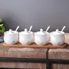 Pote de Cerâmica Resistente a Altas Temperaturas para Pimenta, Pote de Vinagre, Porta-Palitos, Conjunto de Porta-Hashis, Pote de Sal, Pote de Glutamato Monossódico, Pote de Molho de Soja, Pote de Óleo de Gergelim