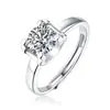Anillo Auténtico de Moissanita Jiuzuan, Lujo Ligero Quilate Seis Garras Plata S925 No se Desvanece Anillo Ajustable para Mujeres