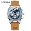 Reloj Casual Simple de Aspecto Elevado para Hombre Popular Transfronterizo Tres Ojos Decorativos Correa de Cuero Crazy Horse Reloj para Hombre Venta Directa de Fábrica